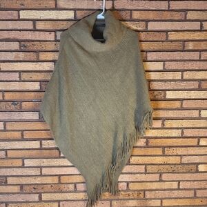 Anthopologie Do Everthing In Love Tan Fringe Cowl Neck Poncho